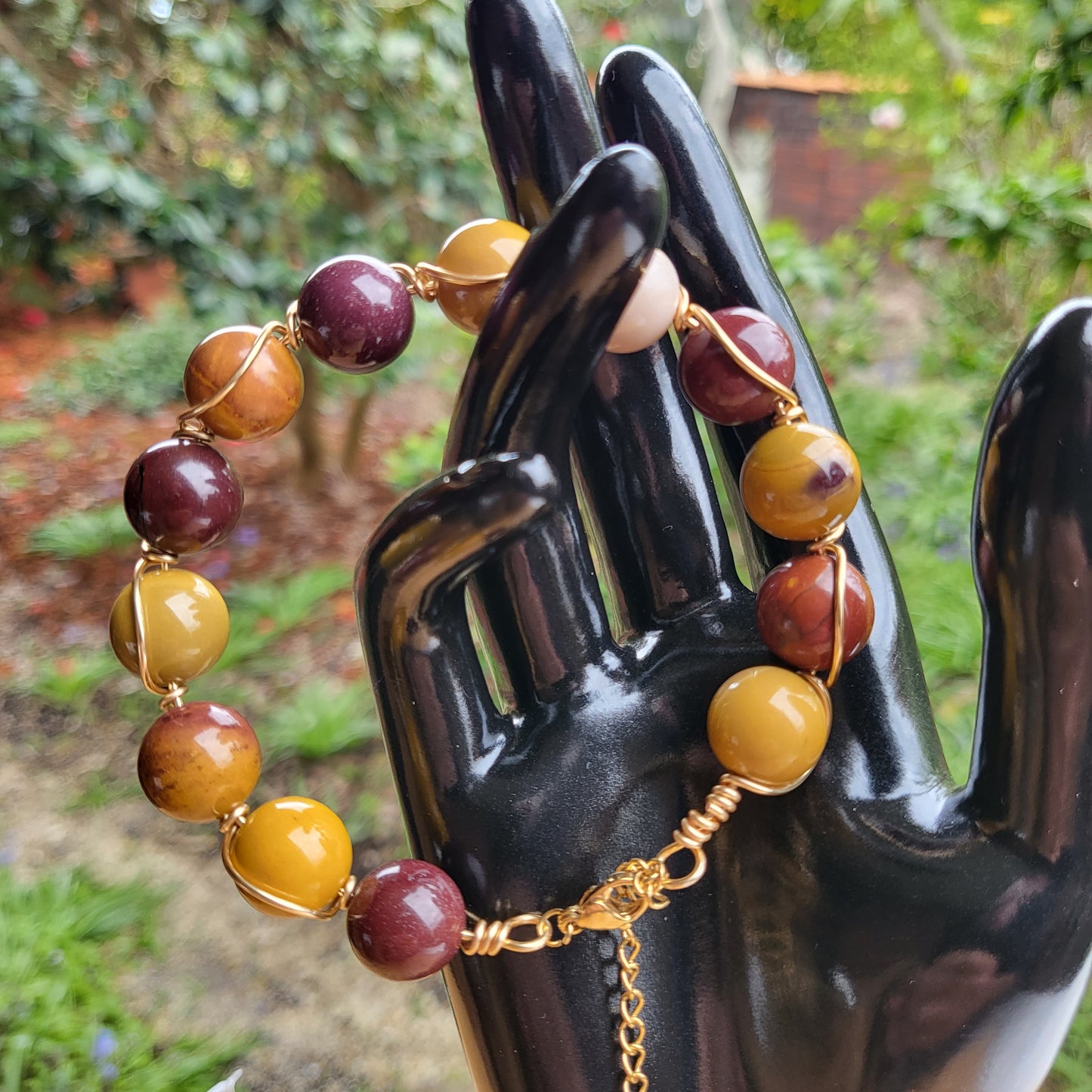 Mookaite jasper wire wrap bracelet