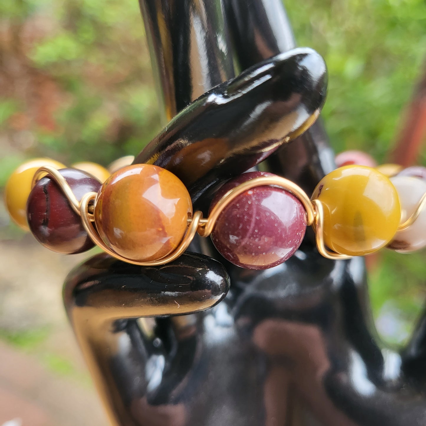 Mookaite jasper wire wrap bracelet