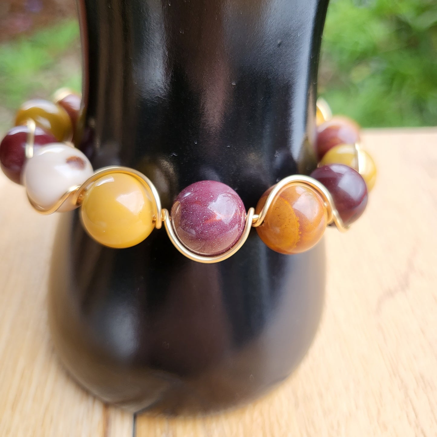 Mookaite jasper wire wrap bracelet