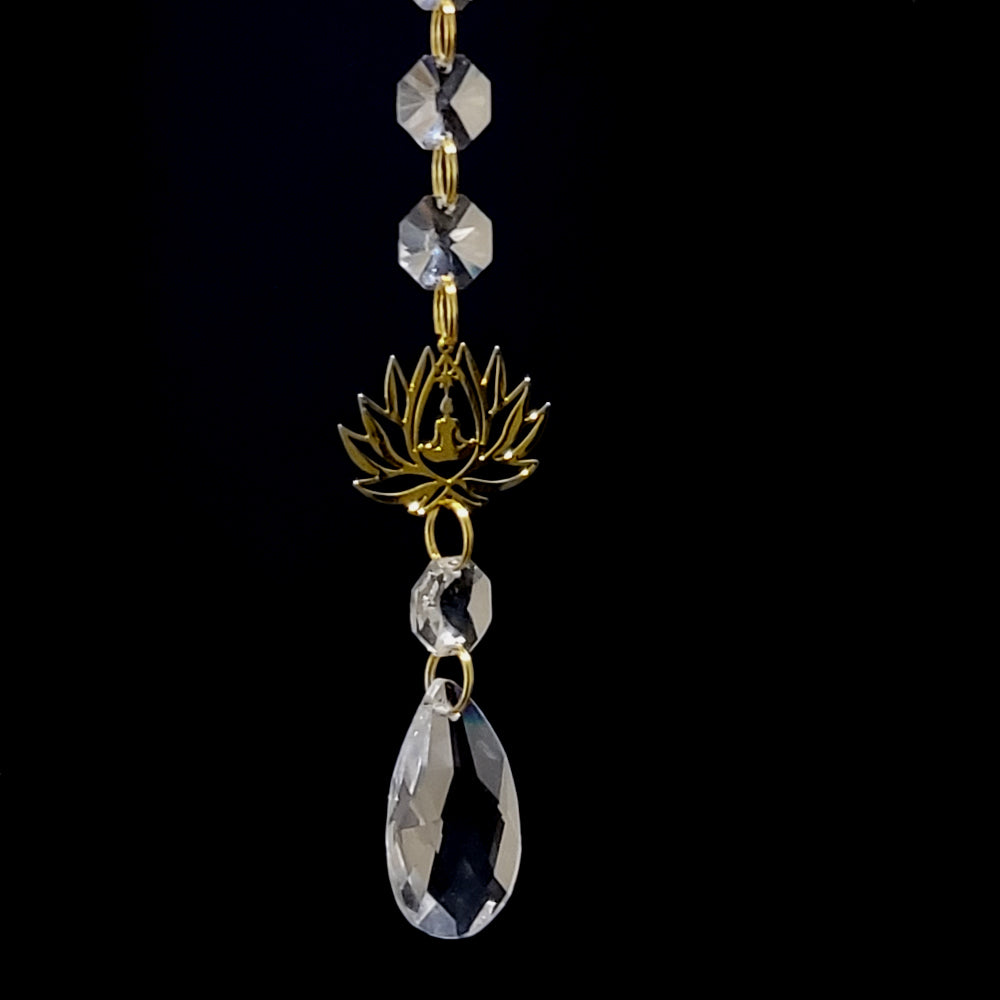 Crystal Suncatcher Rose Quartz & Moon Design