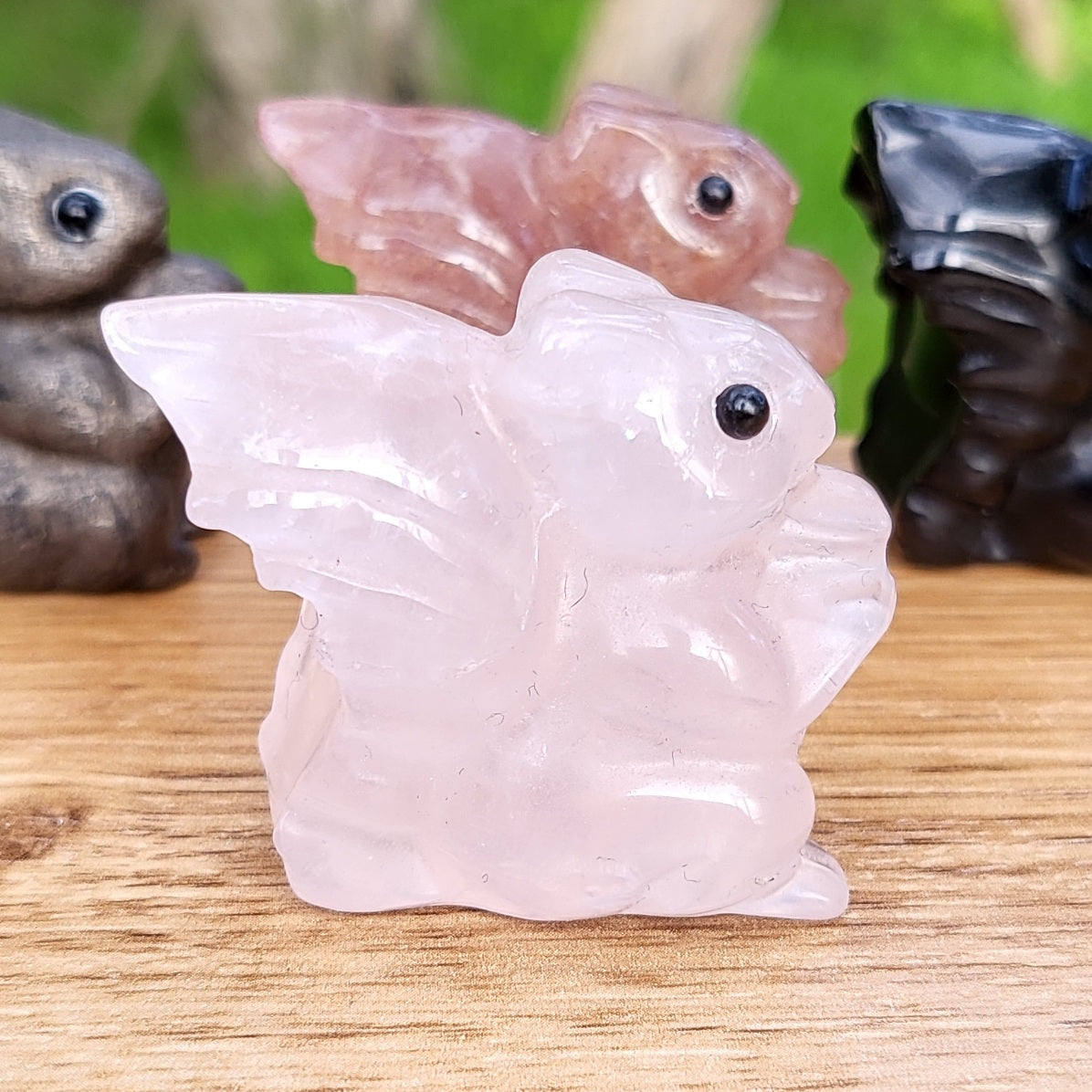 Squirrel Carving - Rose Quartz