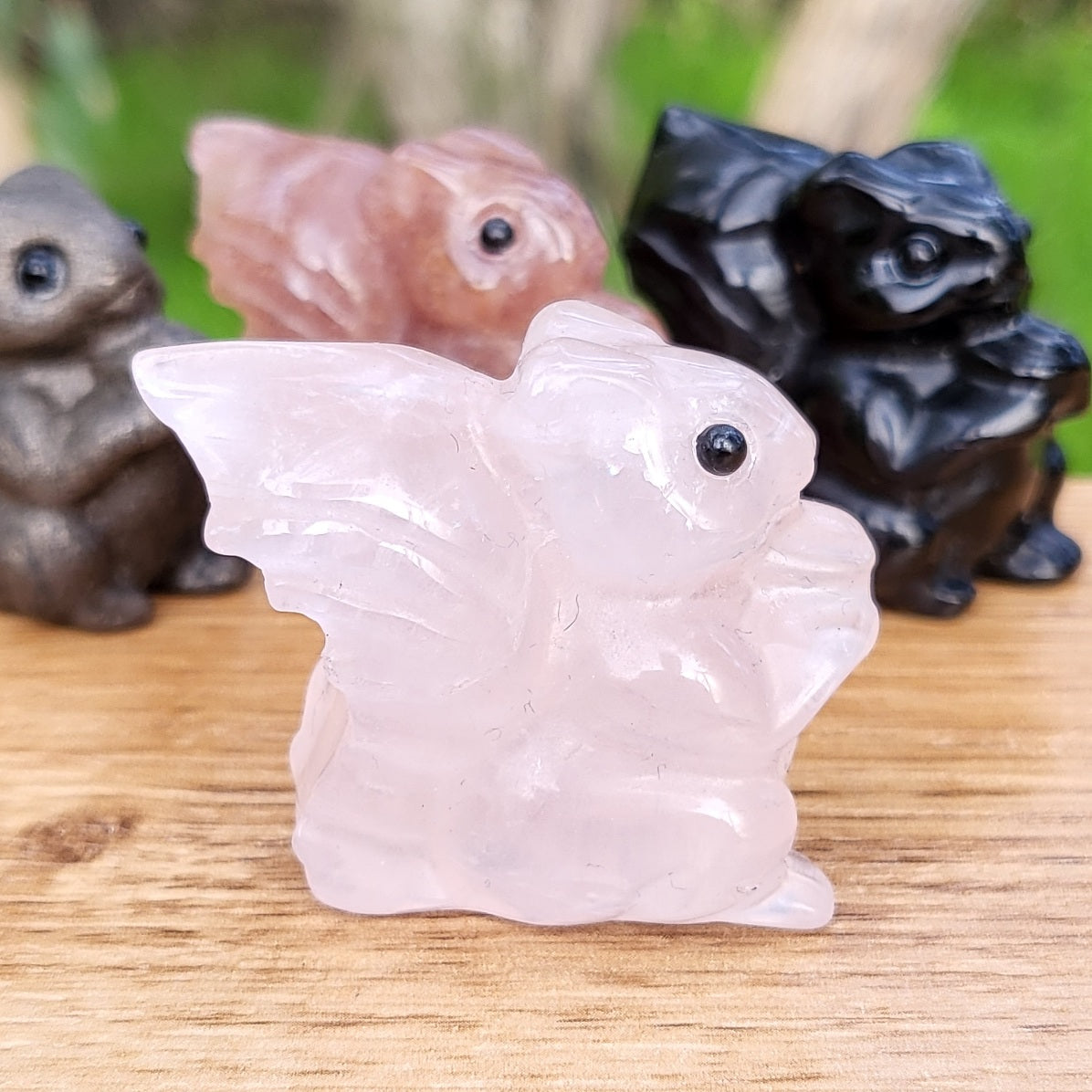 Squirrel Carving - Rose Quartz