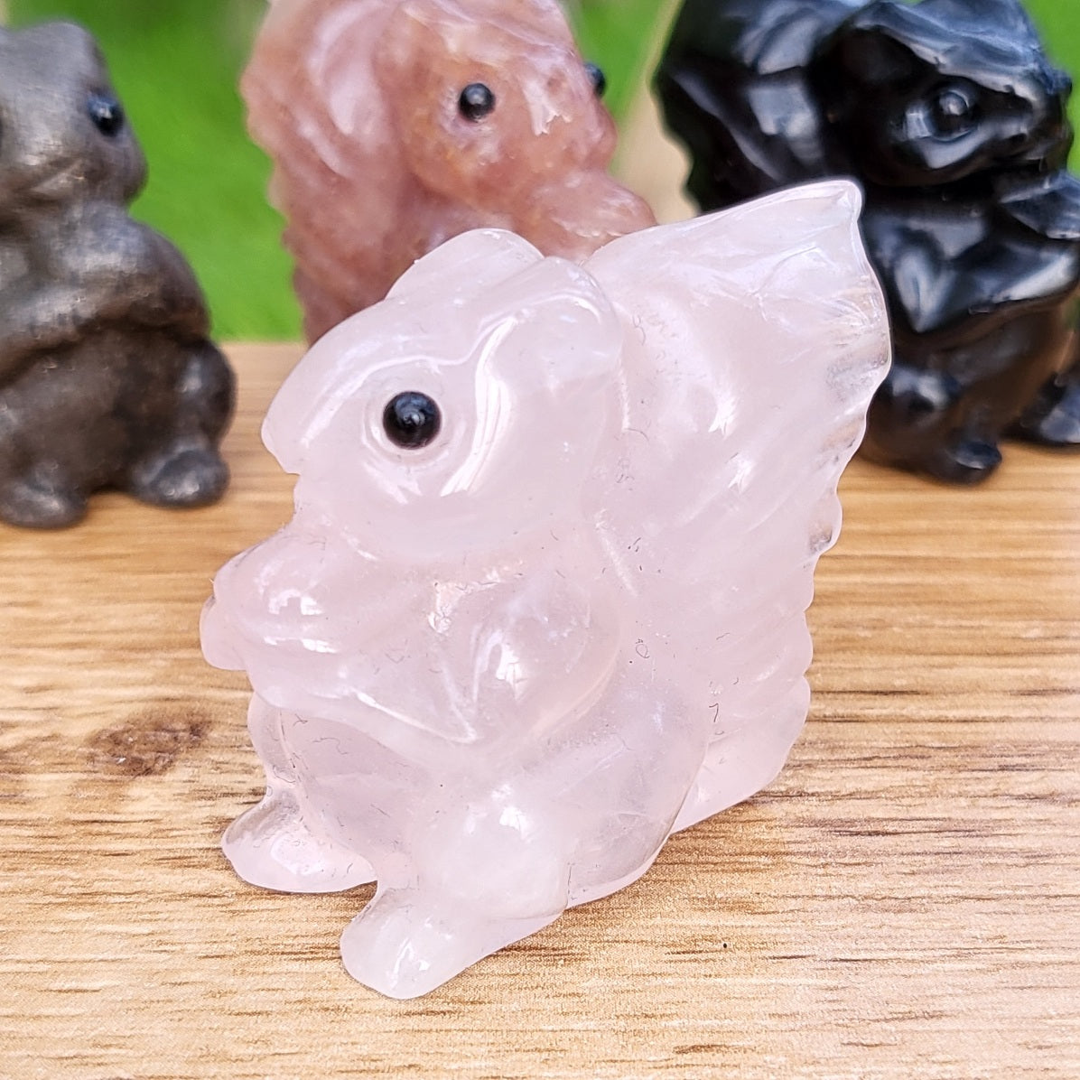 Squirrel Carving - Rose Quartz