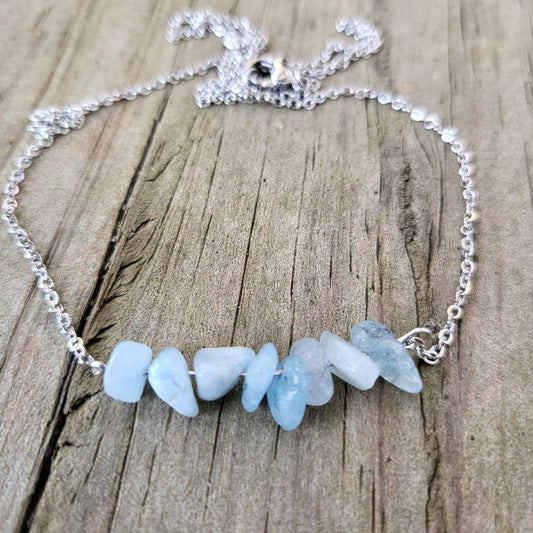 Aqua Marine chip necklace