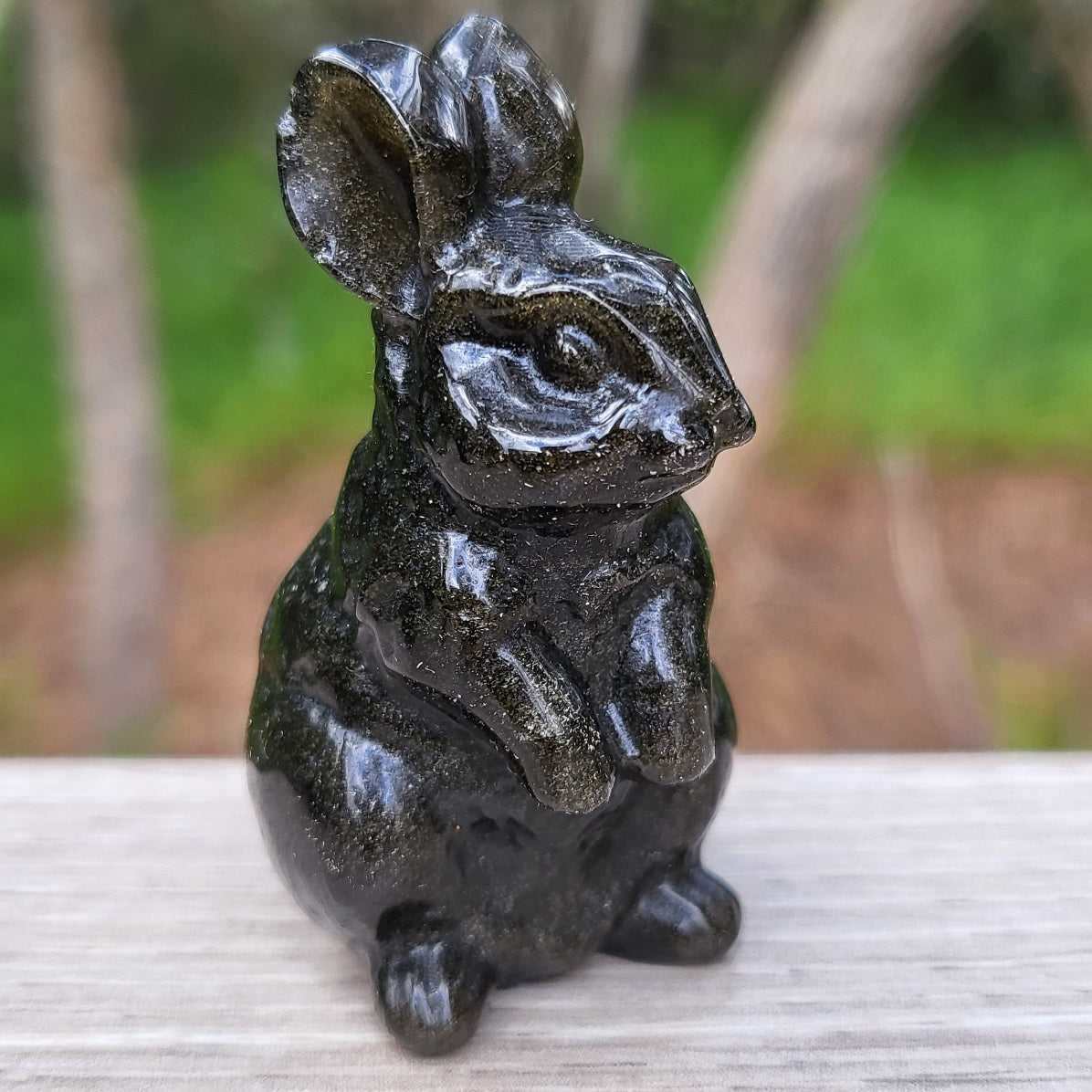 Obsidian Rabbit Carving