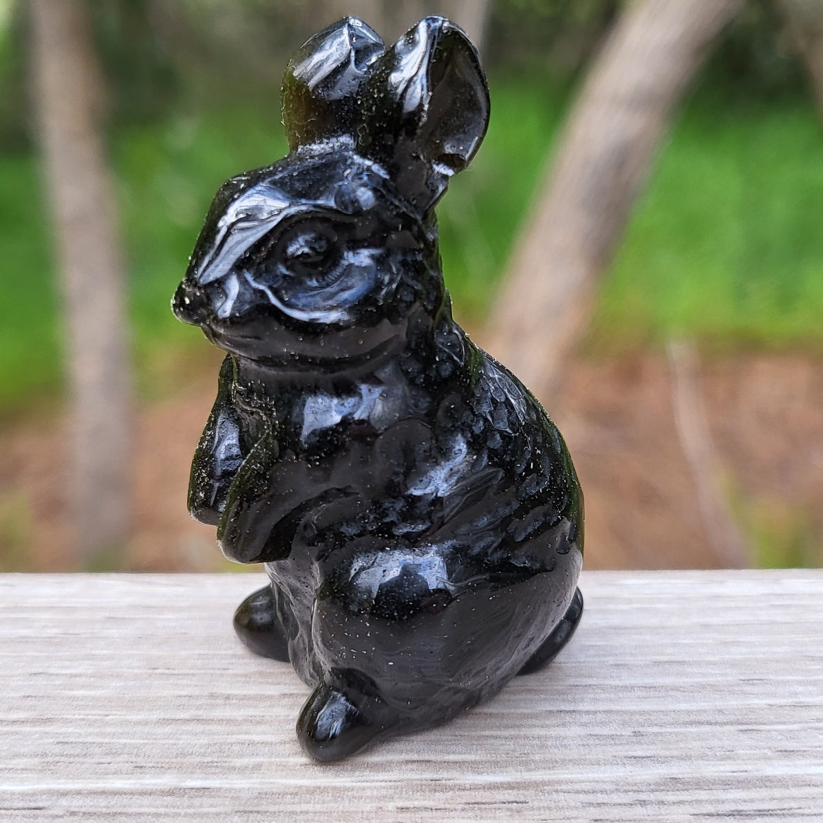 Obsidian Rabbit Carving