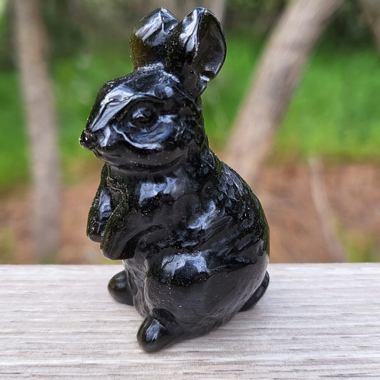 Obsidian Rabbit Carving