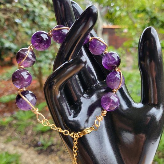 Amethyst wire wrap bracelet