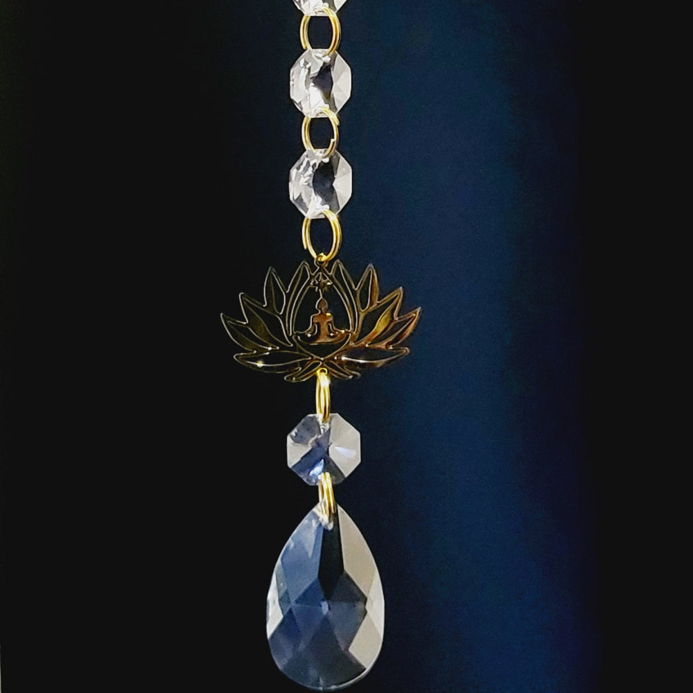 Crystal Suncatcher Obsidian & Moon Design