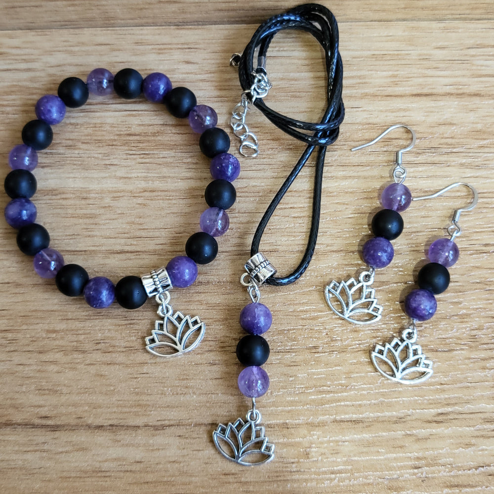 Healing bracelet earings and pendant set for Anxiety